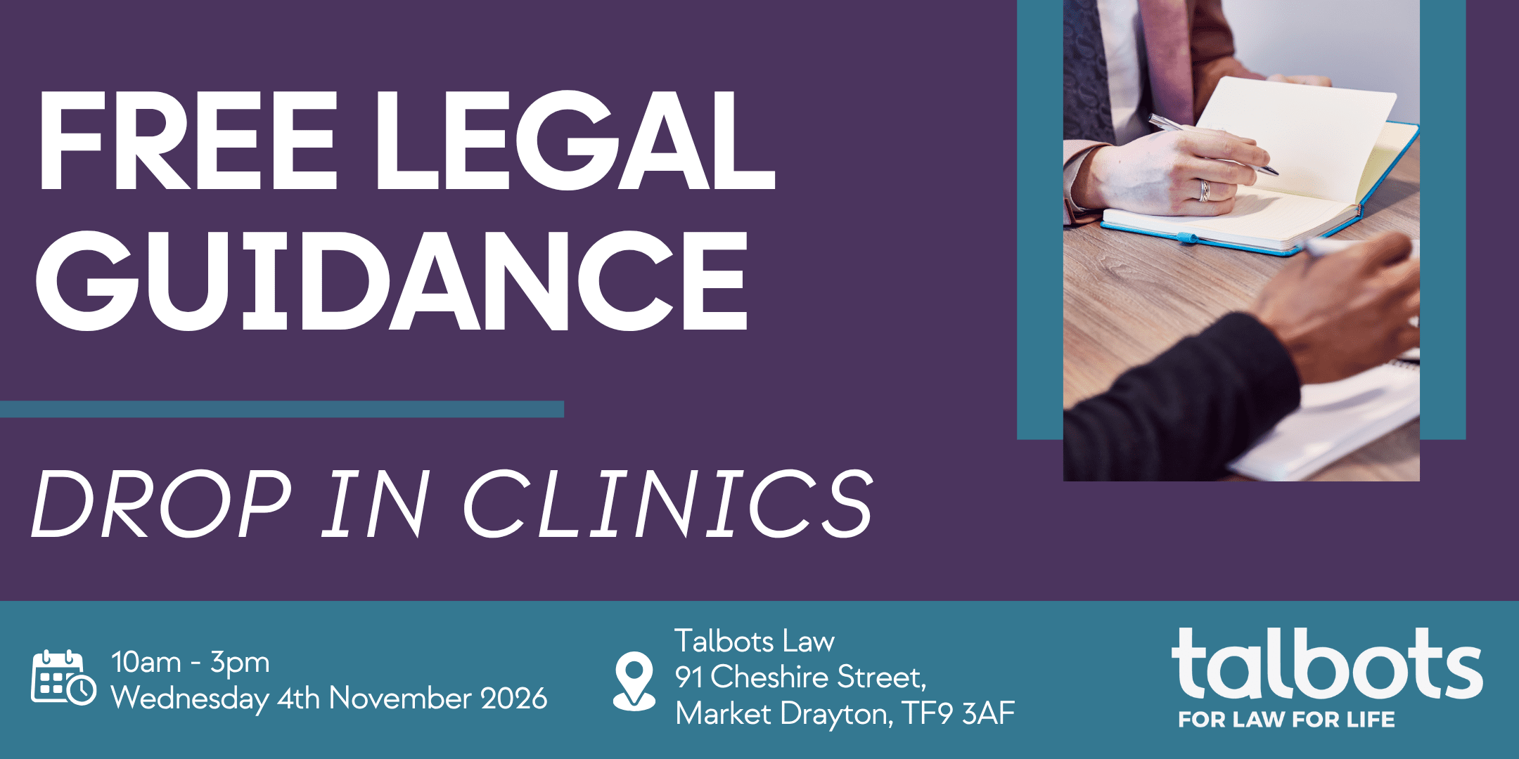 Free Legal Guidance Drop In Clinic Market Drayton